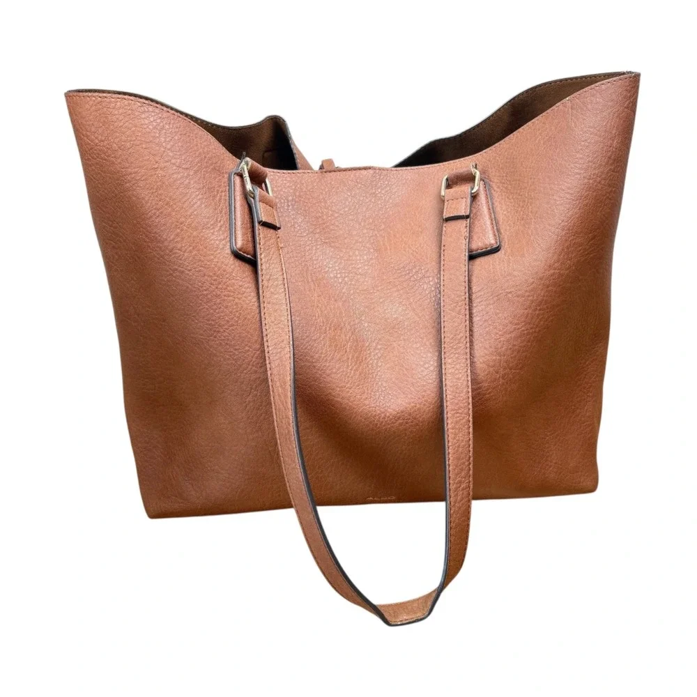 ALDO‎ Rhardoniaa Large Pebbled Tote Plus Travel Pouch Cognac Laptop Bag Lined
